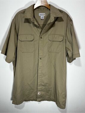 Men’s Carhartt XL Tall Short Sleeve Work Shirt in Khaki
